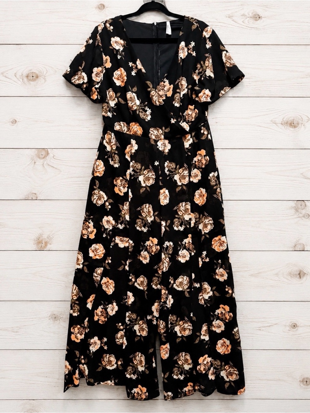 Live 4 Truth Black Floral Maxi Romper Split Leg Pantsuit Resort Vacation Club 2X - Picture 4 of 14